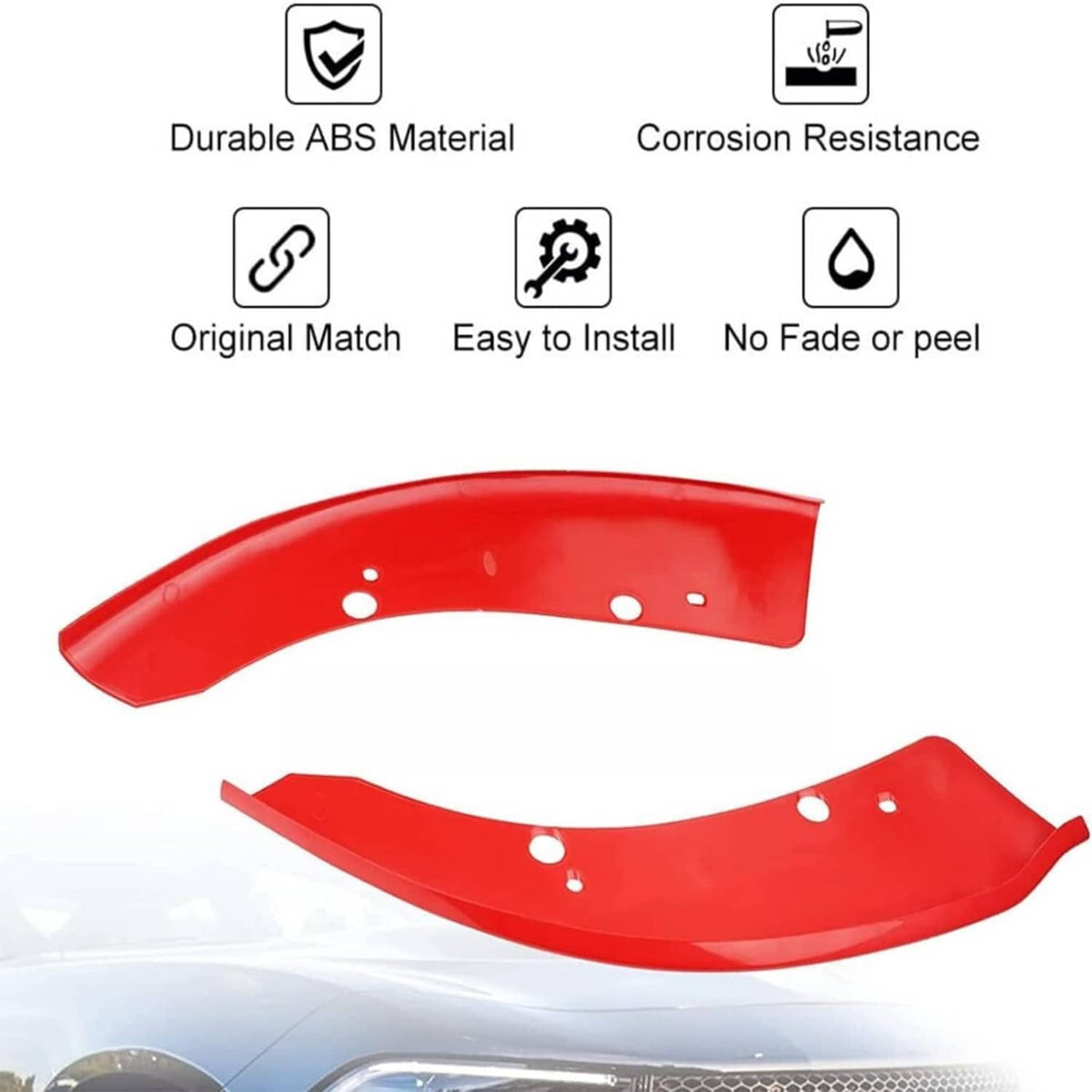 Solidspare Front Bumper Lip Splitter Trim Cover For 2015-2021 Dodge Charger SRT Scat Red