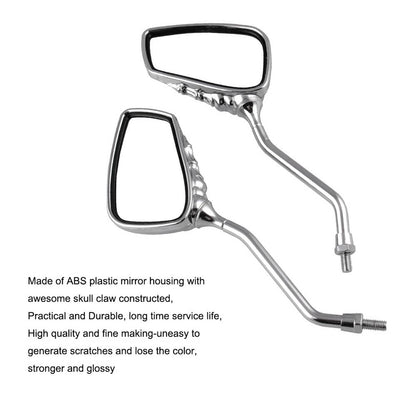 Solidspare 8MM 10MM Chrome Skull Hand Motorcycle Side MIRRORS for Harley Honda Suzuki