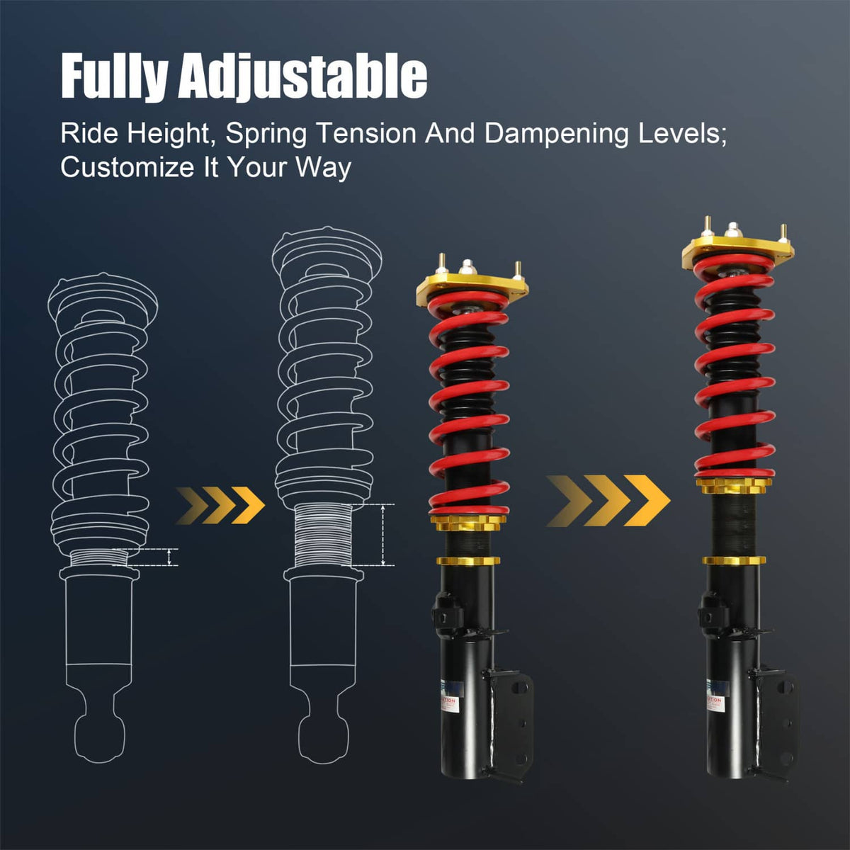 Solidspare 4PCS Coilovers Struts Suspension For 88-99 Toyota Corolla E100 AE101 Adj Height