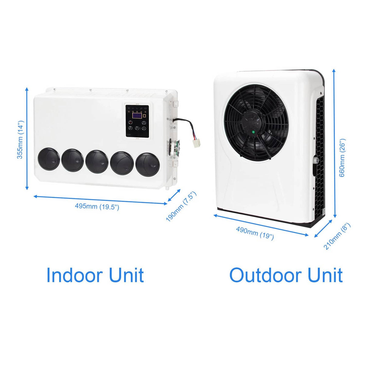 Solidspare 12000BTU 12V Truck Cab Air Conditioner Split AC for Semi Trucks Bus RV Caravan