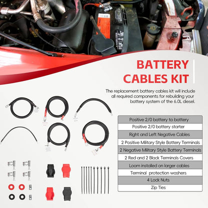 Solid Spare Battery Cables Kit For 2003-2007 Ford Superduty F250 F350 F450 6.0L Powerstroke