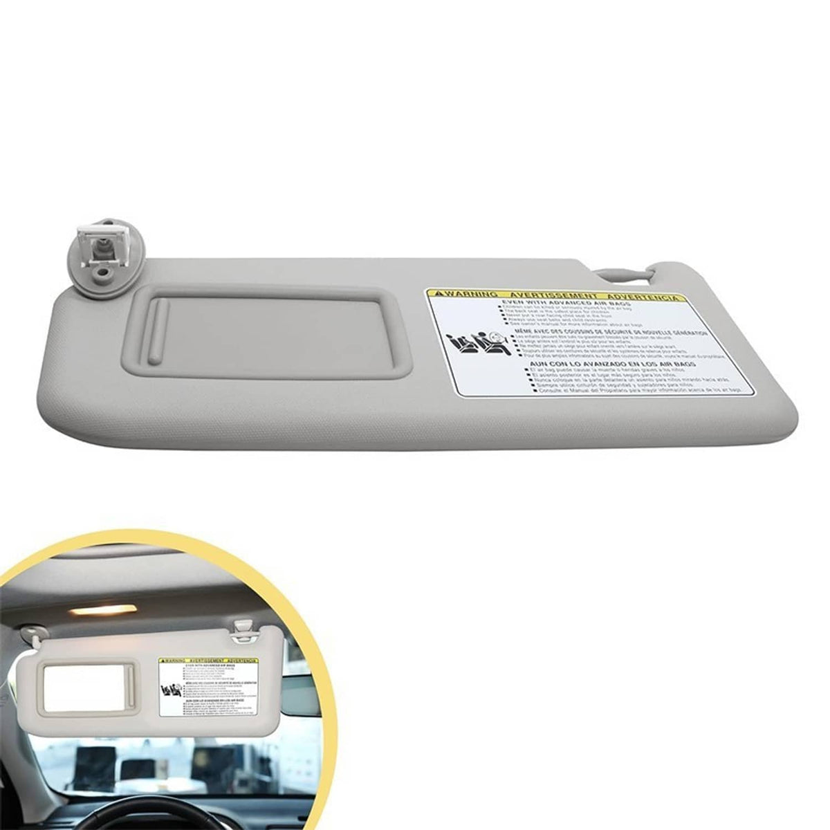 Solidspare Gray Sun Visor W/ Mirror for 2013-18 Toyota RAV4 74320-42595-B1 Left Driver Side