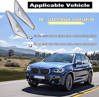 Solid Spare Left + Right Side Fender Chrome Emblem Moulding For BMW X3 F25 X4 F26 2015-2017