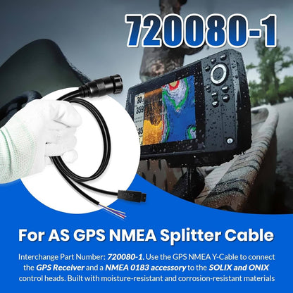 Solidspare for 720080-1 AS GPS NMEA Splitter Cable, for Humminbird SOLIX & ONIX Fish Finder