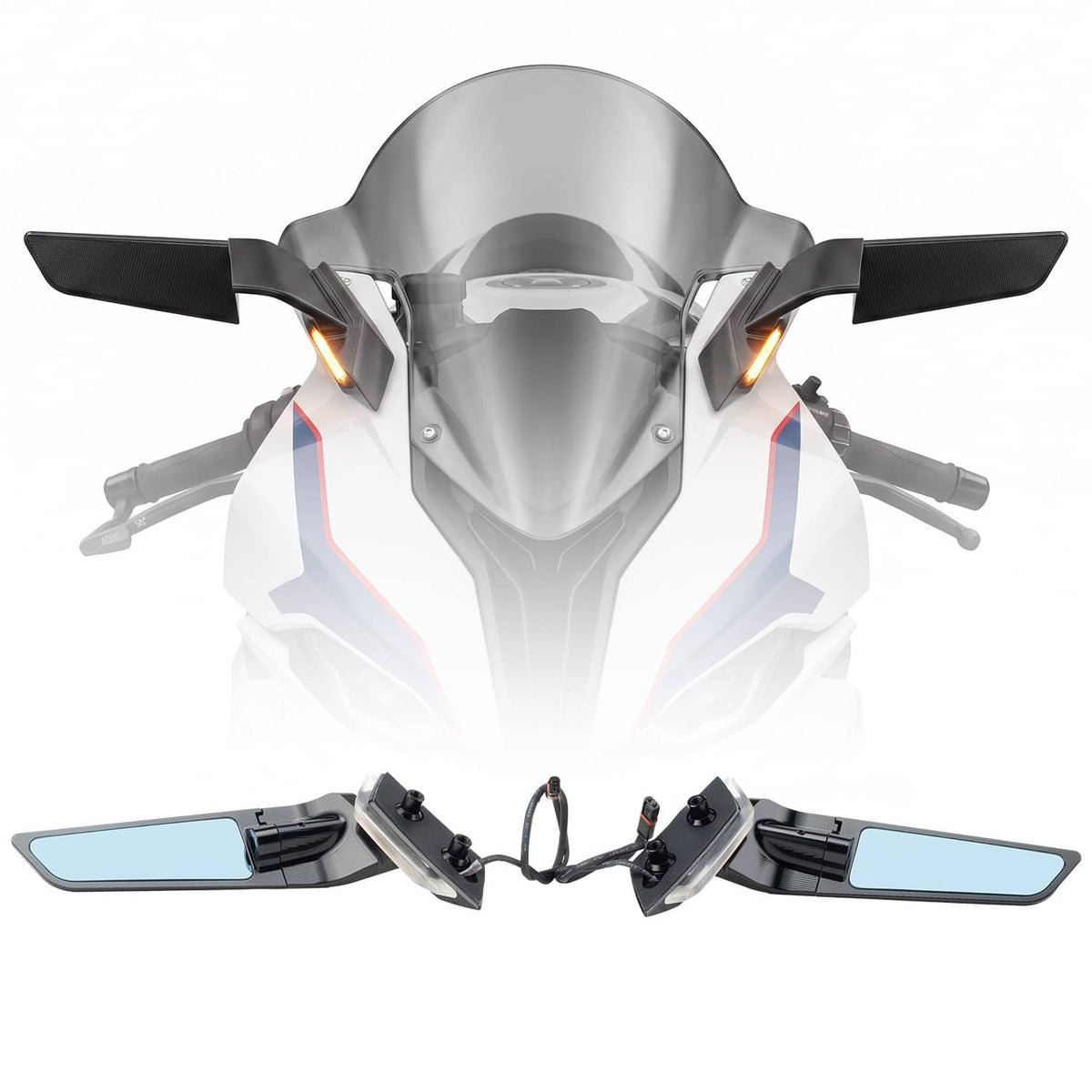 Solidspare For BMW S1000RR 2009-2018 Wing Wing Mirrors Adjustable Rearview Side Mirrors