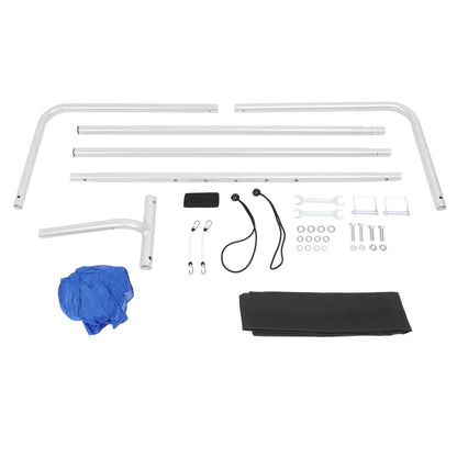 Solidspare Silvery+Blue Boat Sun Shade For Boats 25 FT And Under Aluminium Powder Coated