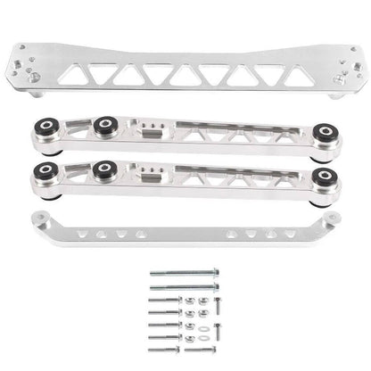 Solidspare Rear Lower Control Arms Subframe Brace Tie Bar for Honda Civic EK 96-00 Silver