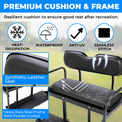 Solidspare For Yamaha G2 G9 Gas Electric Folding Fold Black Golf Cart Rear Back Seat Kit