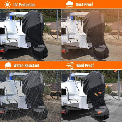 Solid Spare Full Outboard Boat Motor Engine Hood Cover 60-100 HP BLACK Universal Trailerable