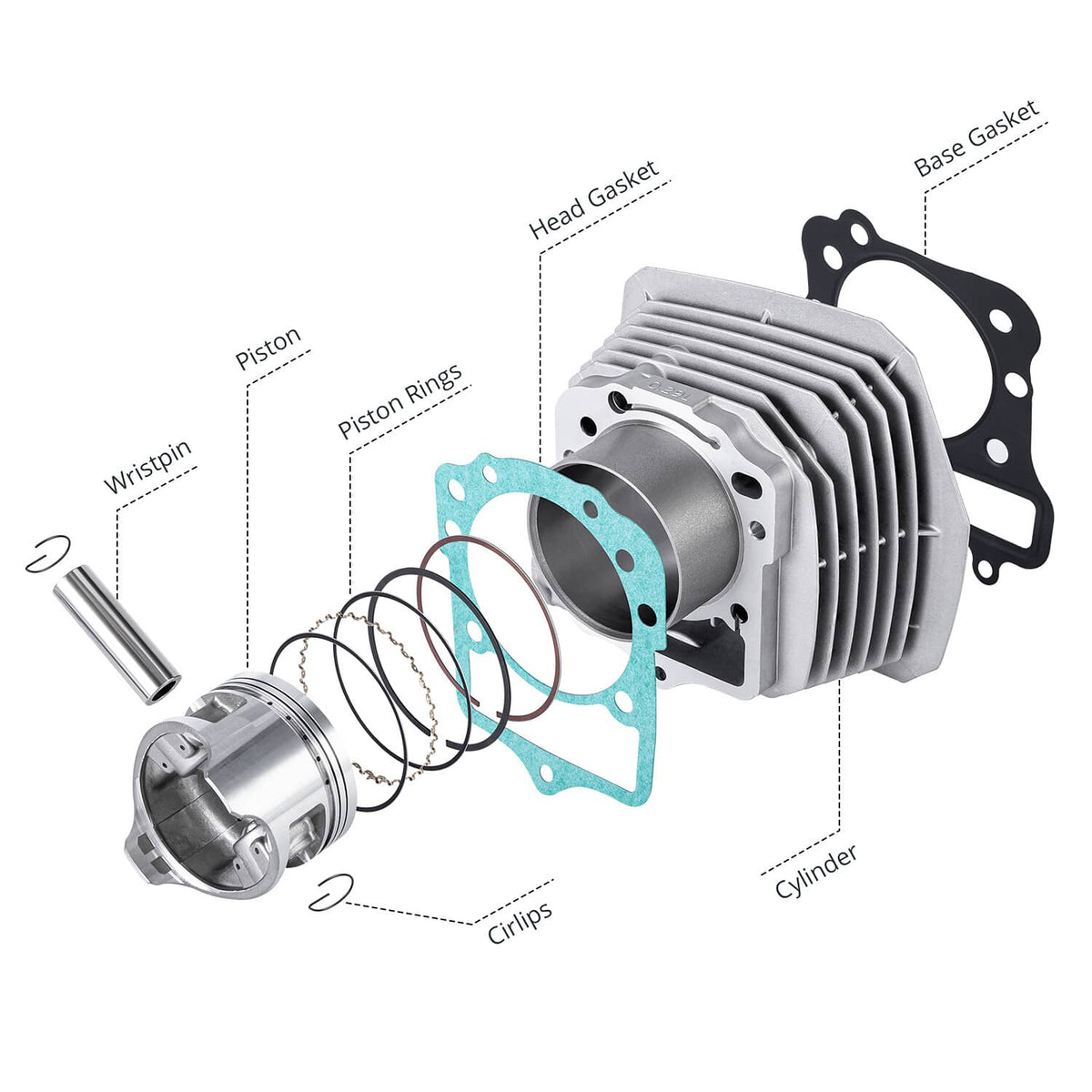 Solidspare Engine Cylinder Piston Kit For Kawasaki Bayou 300 1989-04 11005-1533 11060-1652