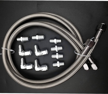 Solidspare SS Braided Transmission Cool Hoses Lines Kit For Chevy Ford TH350 700R4 TH400