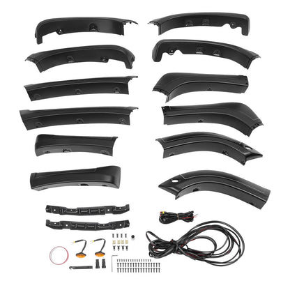 Solid Spare Plastic Set Of Fender Flares Black Kit Front Rear Fits Toyota Tundra 2014-2021