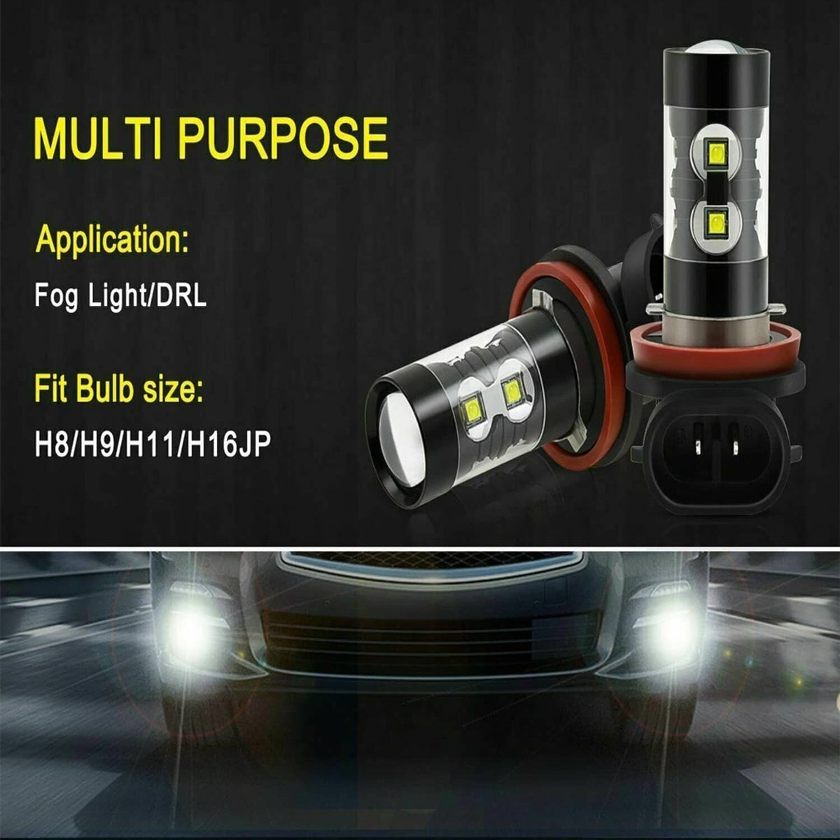 Solidspare Front HID Headlight High-Low w/ LED Fog Light Bulbs For 2007-2015 BMW X5 White