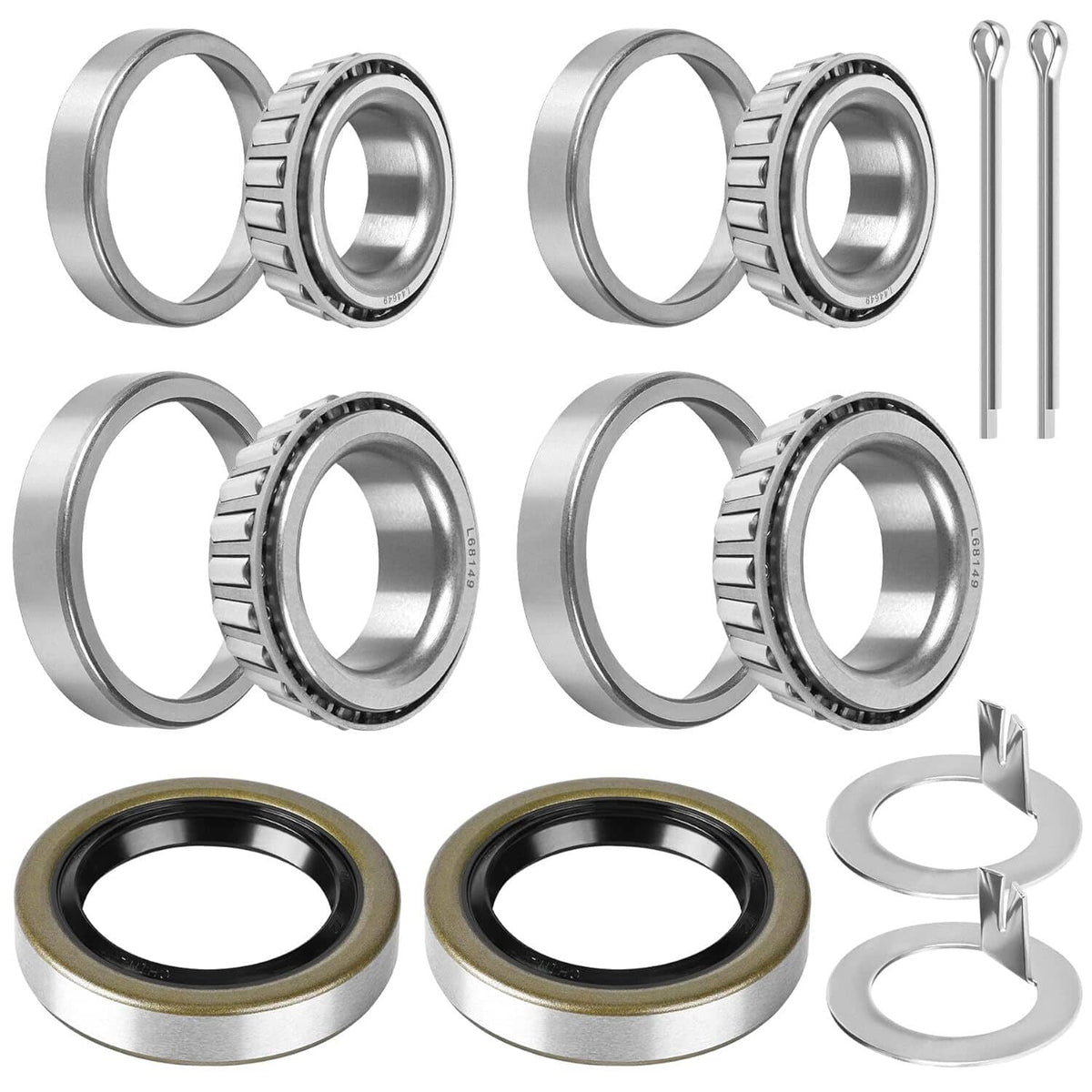 Solidspare 2Pcs Trailer Hub Race & Bearings Kits L44649/L44610, L68149/L68111 For 3500#Axle