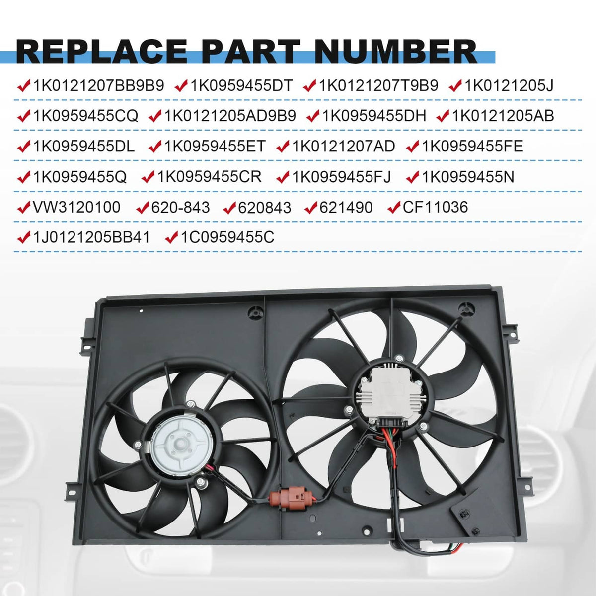Solidspare Radiator Condenser Fan For Volkswagen Jetta Beetle 2.0L 2.5L L4 L5 VW3120100