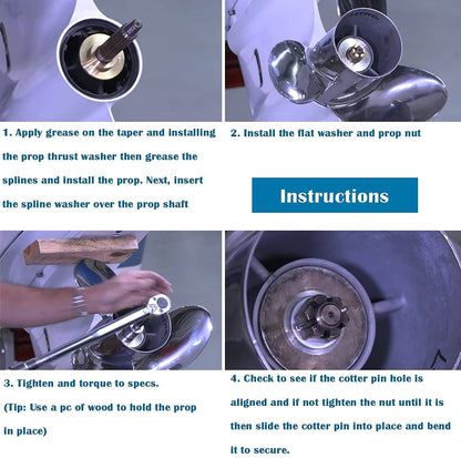 Solid Spare 150-300HP Propeller Hardware Kit Thrust Washer/Spacer/Nut for Yamaha Outboard