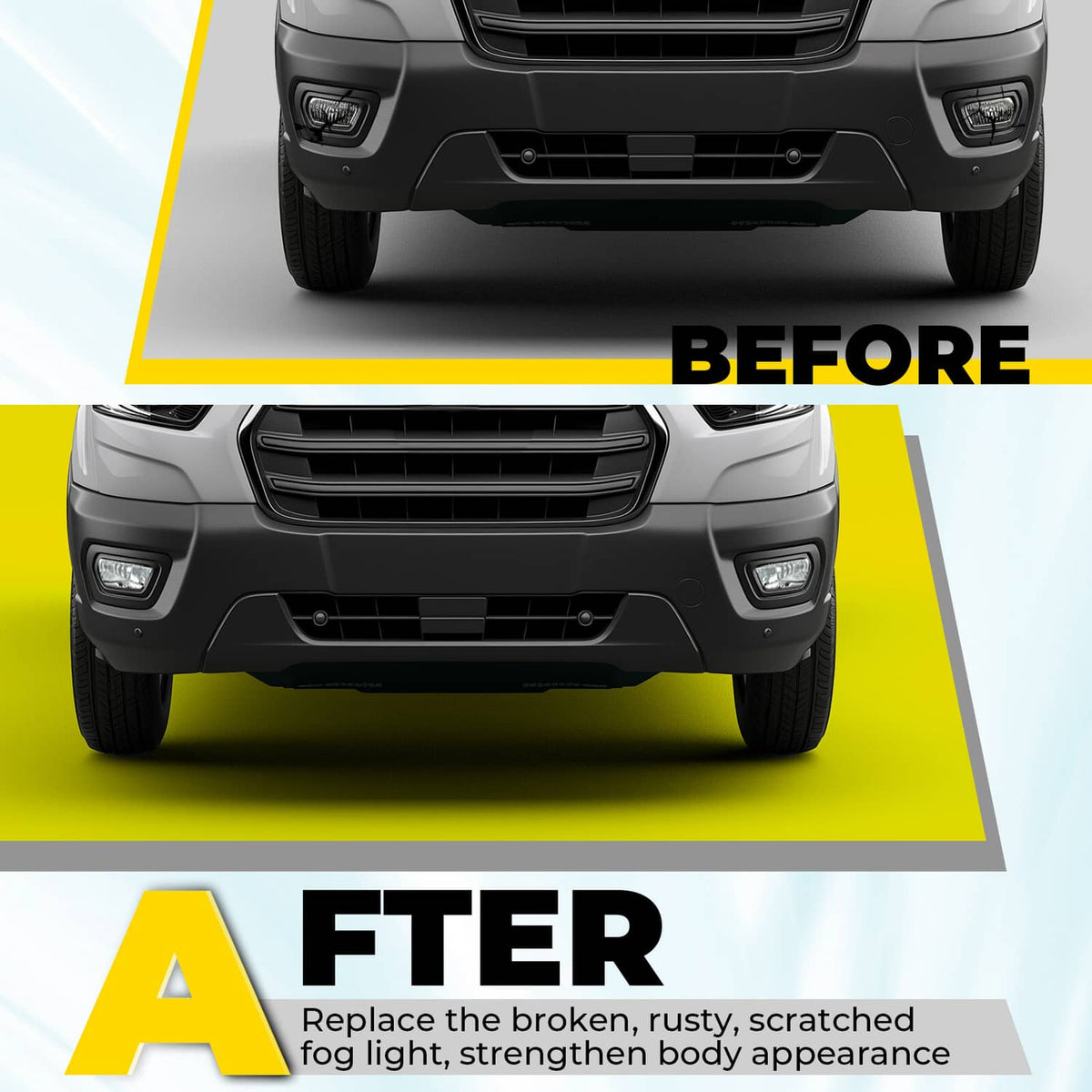 Solid Spare Pair For Ford Transit 2020-2026/Focus 2015-18 LH&RH Fog Lights W/Bulb Clear Lens