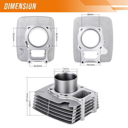 Solidspare For Honda Recon 250 Top End Rebuild Kit Piston Cylinder Gaskets 68.50mm Bore ATV