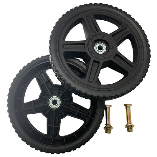 Solid Spare Set of 2 Wheels Kit for Push Mowers 10" Inch