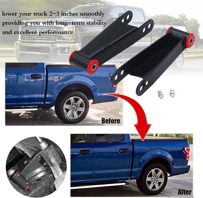 Solidspare 3" Rear Drop Shackles For 2001-2010 Chevy GMC Sierra Silverado 1500HD 3500HD 2WD