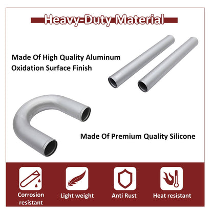 Solidspare 3" Polished Intercooler Piping w/ U Pipe Black Silicone Coupler + Clamp Kit DIY