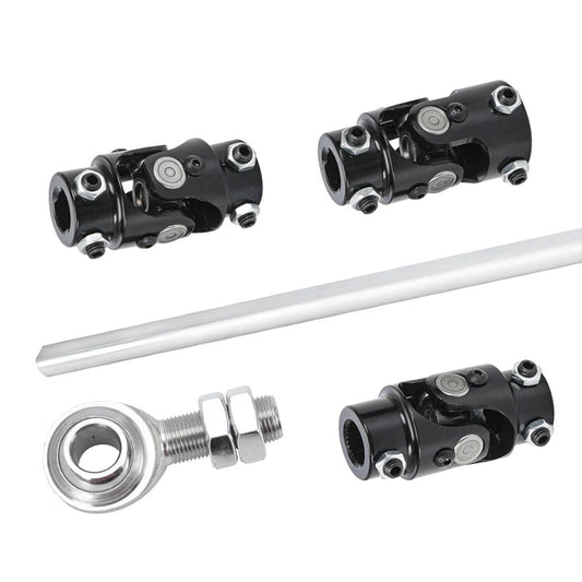 Solidspare Steering Box U Joint 36" Steel Steering Shaft + 3/4" Support Bearing GM - Black