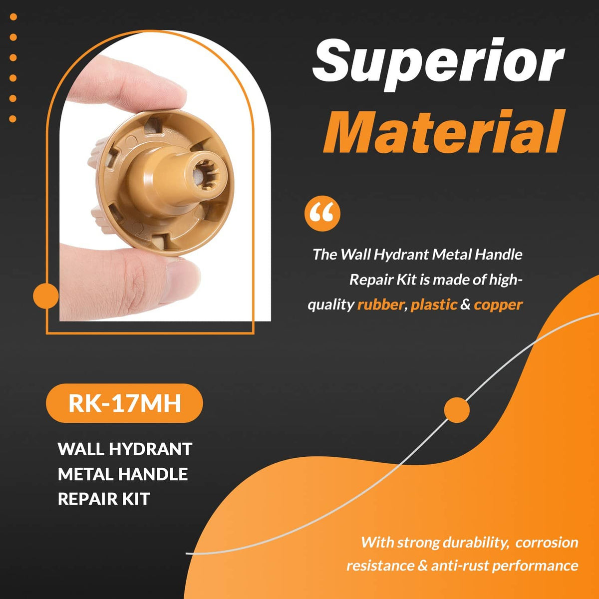 Solidspare RK-17MH Wall Hydrant Metal Handle Repair Kit Fit for Woodford Model 17 Faucets