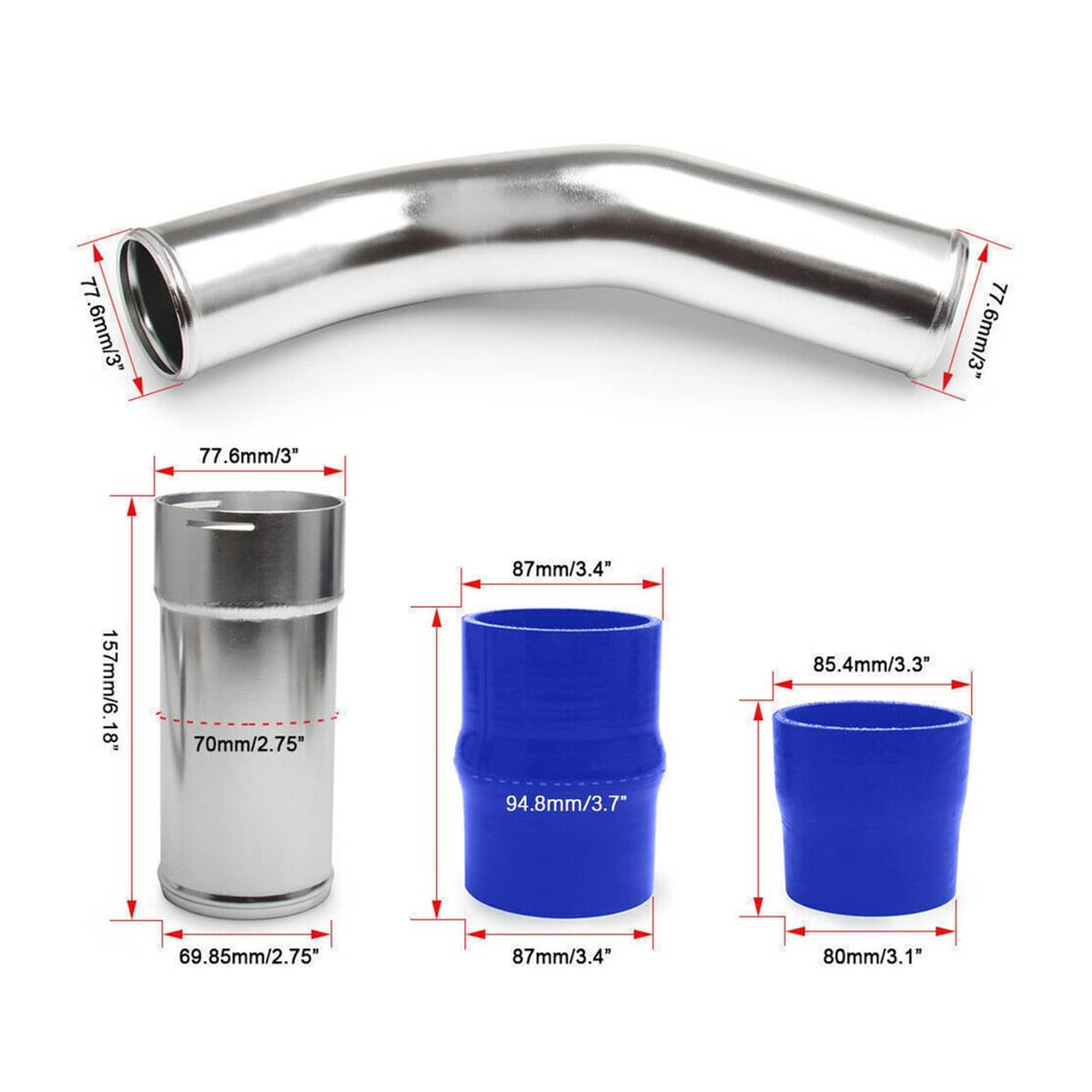 Solidspare Cold & Hot Side Intercooler Pipe Boot Set For 11-16 Ford Powerstroke 6.7L Diesel