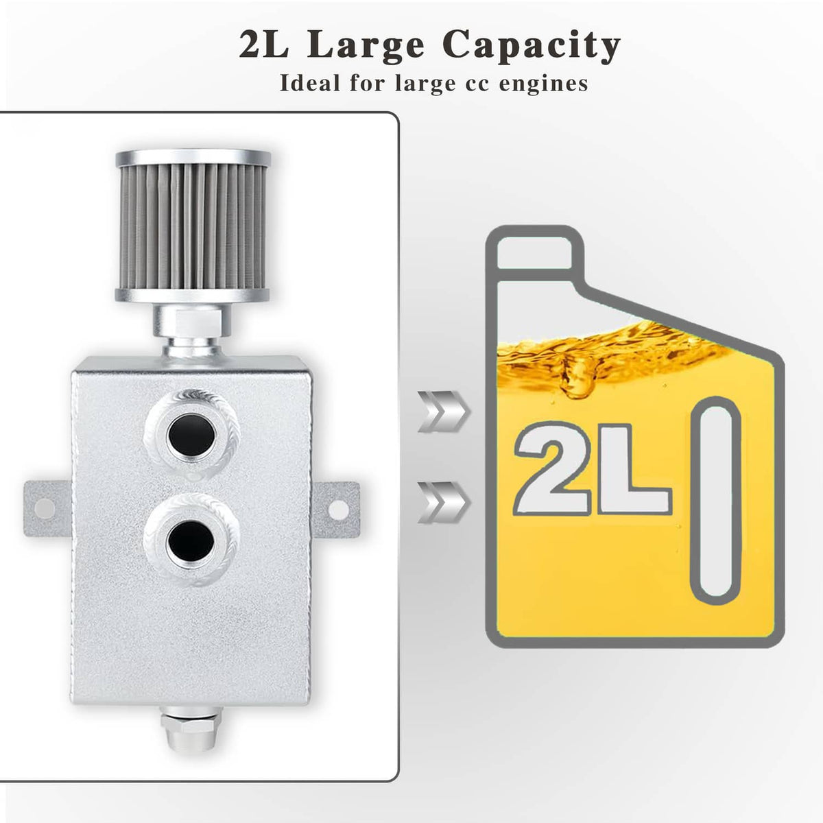 Solidspare Universal 2L Oil Catch Can Tank 2 Port AN10 W/ Breather Filter Drain Tap Baffled