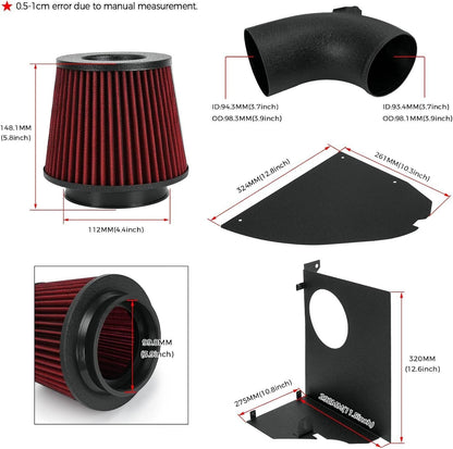 Solidspare 4" Cold Air Intake System Kit + Red Filter For BMW 2019+ M340i G20 G21 B58 3.0L