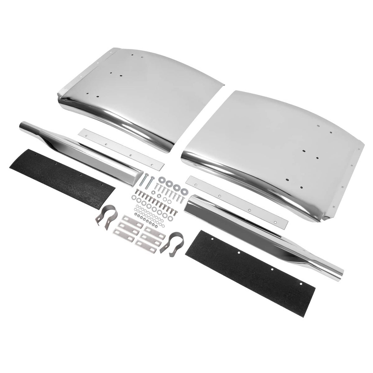 Solid Spare 34"x24" stainless steel quarter fender kit pair universal truck w/ Support Tube