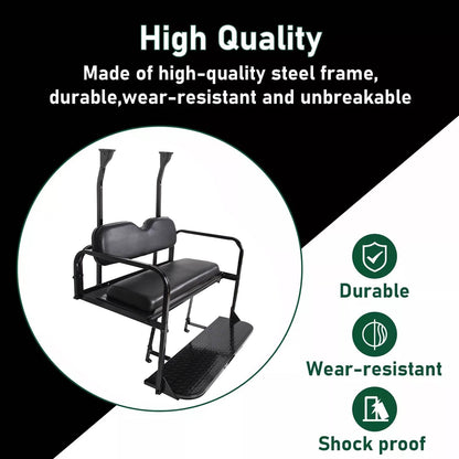 Solidspare Golf Cart Flip Rear Back Seat Kit Black For Club Car Precedent Tempo Onward 04+