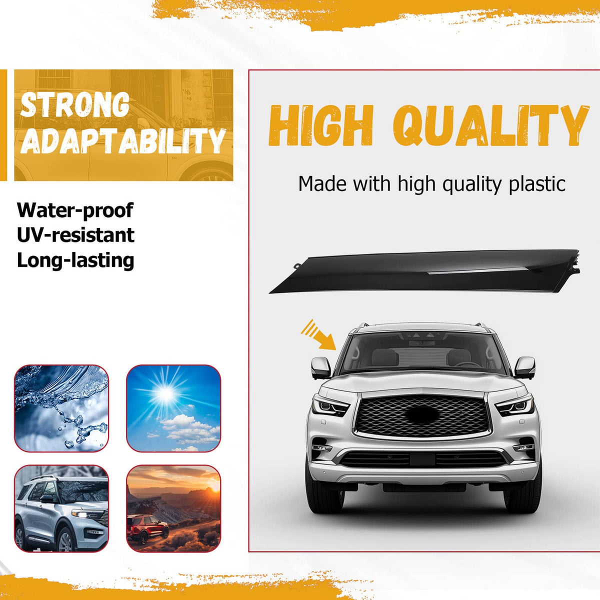 Solid Spare Right Side Windshield Trim Pillar Molding For Infiniti QX56 QX80 Nissan Armada