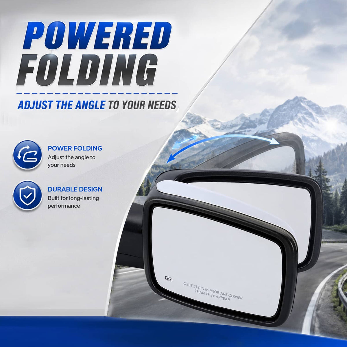 Solidspare 2Pcs For 2013-2019 Ram 1500 Side Mirror Chrome Power Fold Heated Temper Sensor