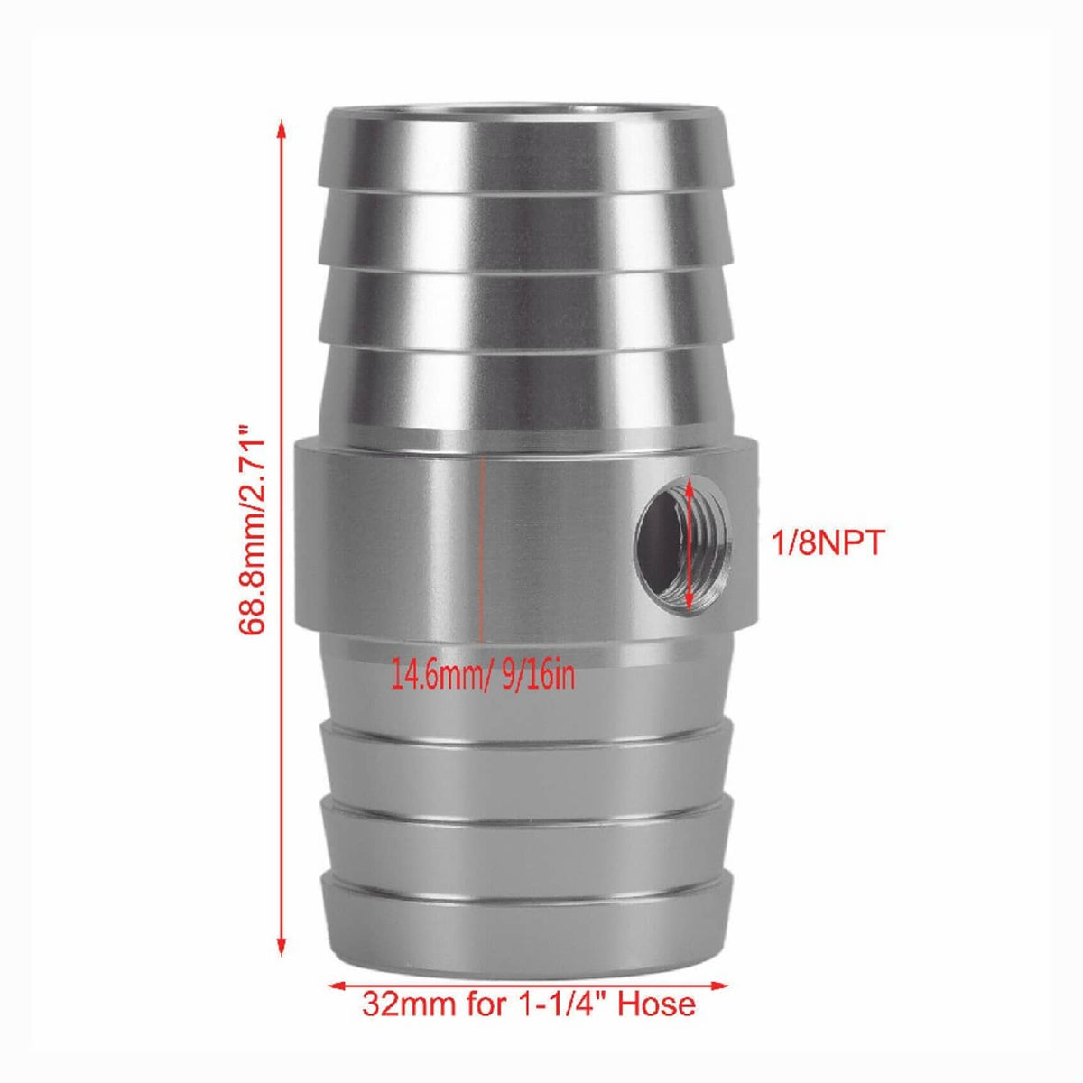 Solid Spare 1-1/4" Hose w/ 1/8" NPT Steam Port Adapter Top Radiator LS Swap Coolant UE