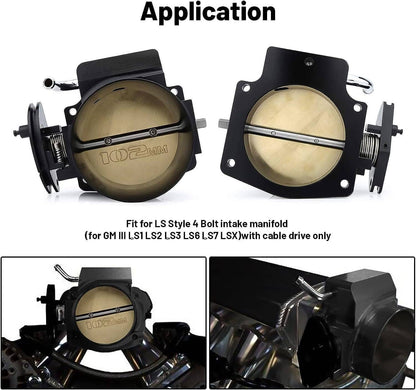 Solidspare Black 102MM Throttle Body with Position Sensors TPS IAC+Throttle Gas Cable Kits