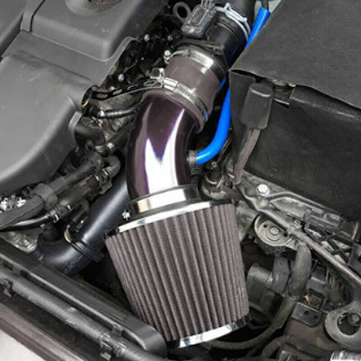 Solidspare Automotive 3" Universal Cold Air Intake Kit Induction Flow Pipe Kit Aluminium
