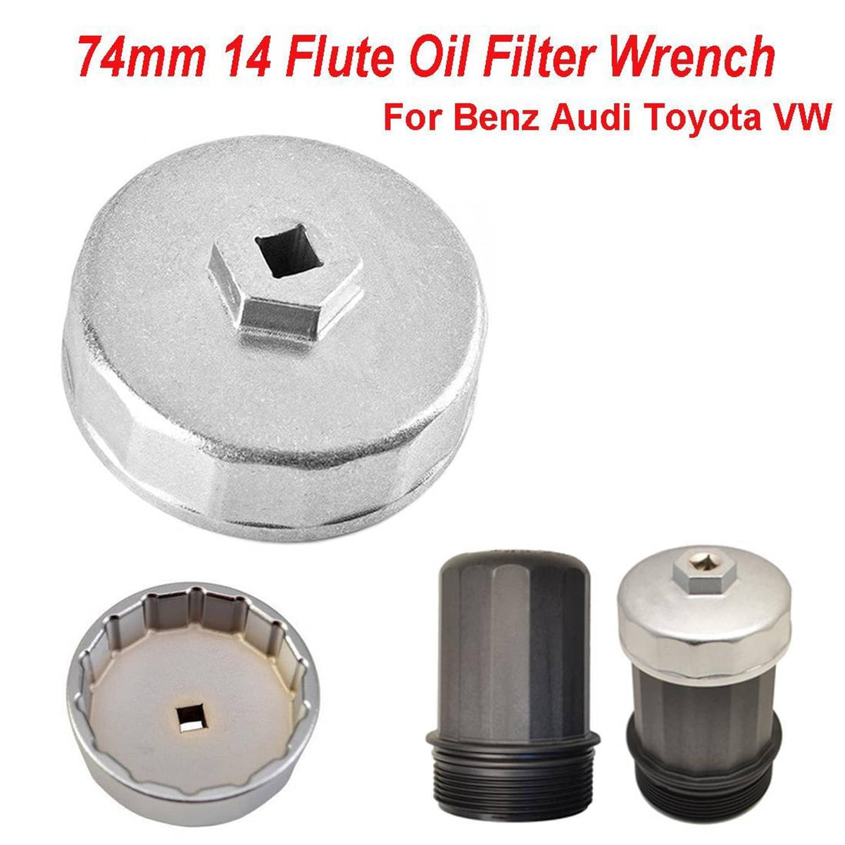 Solid Spare 74mm Oil Filter Cap Wrench Socket Remover Tool for Benz Audi Toyota VW