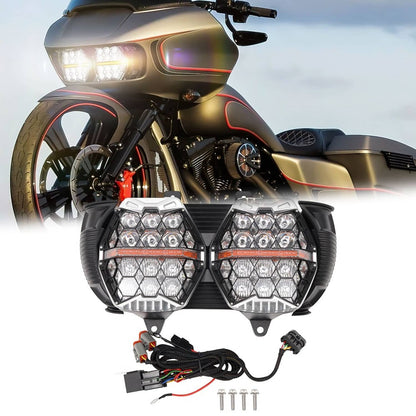 Solidspare Dual LED Headlight Lamp Projector For Harley Road Glide Special FLTRXS 2015-2024