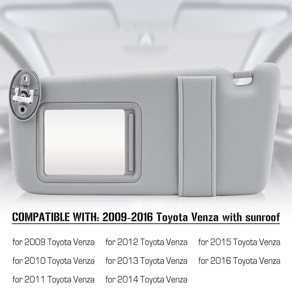 Solidspare Left and Right Gray Sun Visor Pair With Cover Trims for Toyota Venza 2009-2016