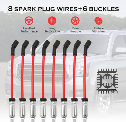 Solidspare 8Pcs Spark Plug Wire for 2014-18 GMC Sierra 1500 Chevrolet Silverado 1500 758EE