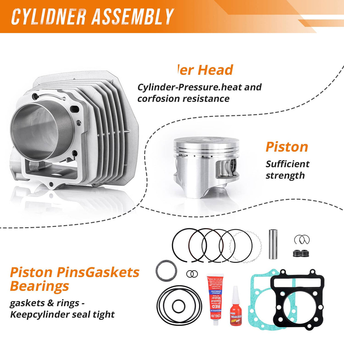 Solidspare Engine Cylinder Piston Kit For Kawasaki Bayou 300 1989-04 11005-1533 11060-1652