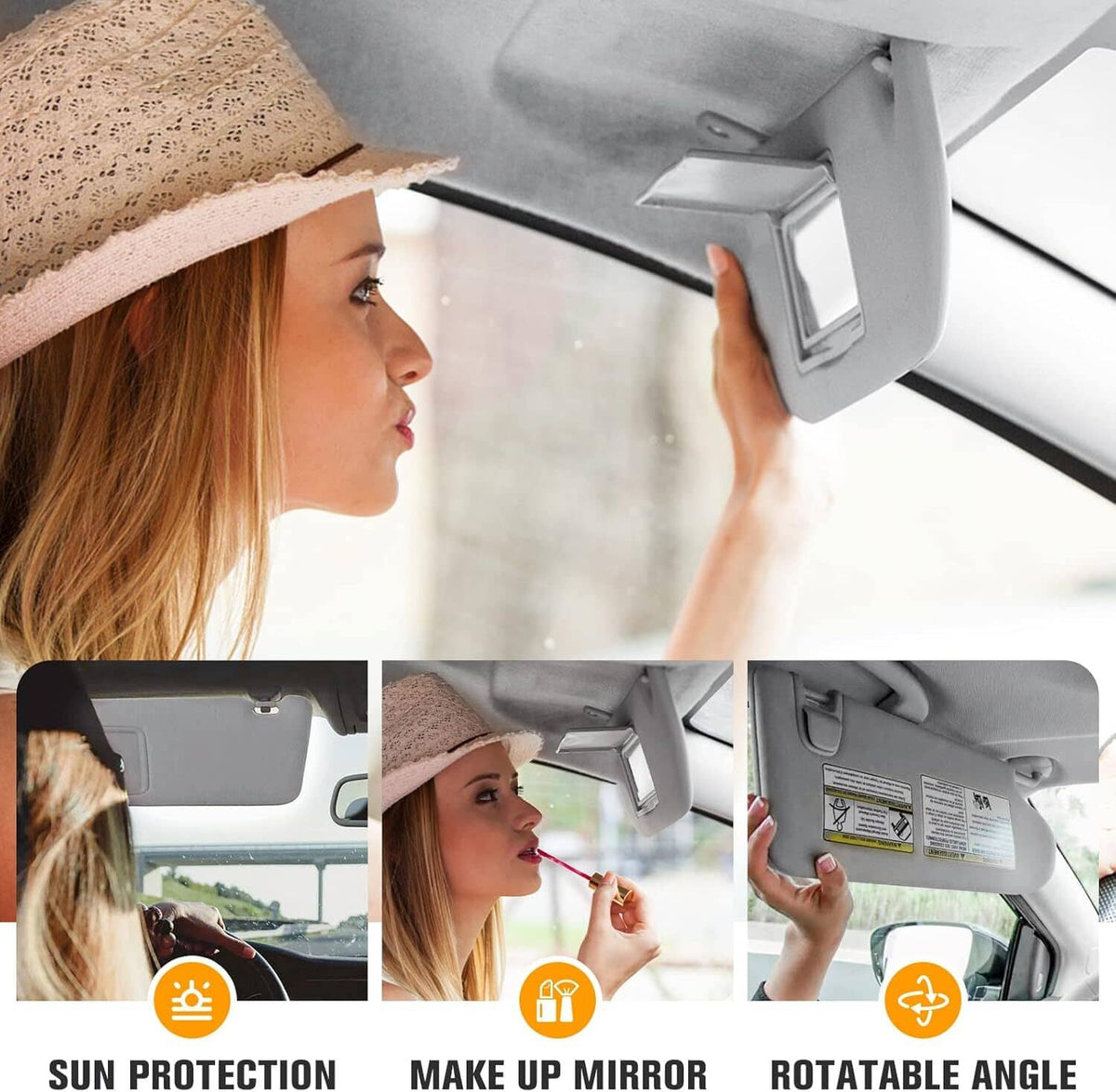 Solidspare Pair Sun Visor Left & Right Side Without Sunroof Gray For Toyota Camry 2007-2011