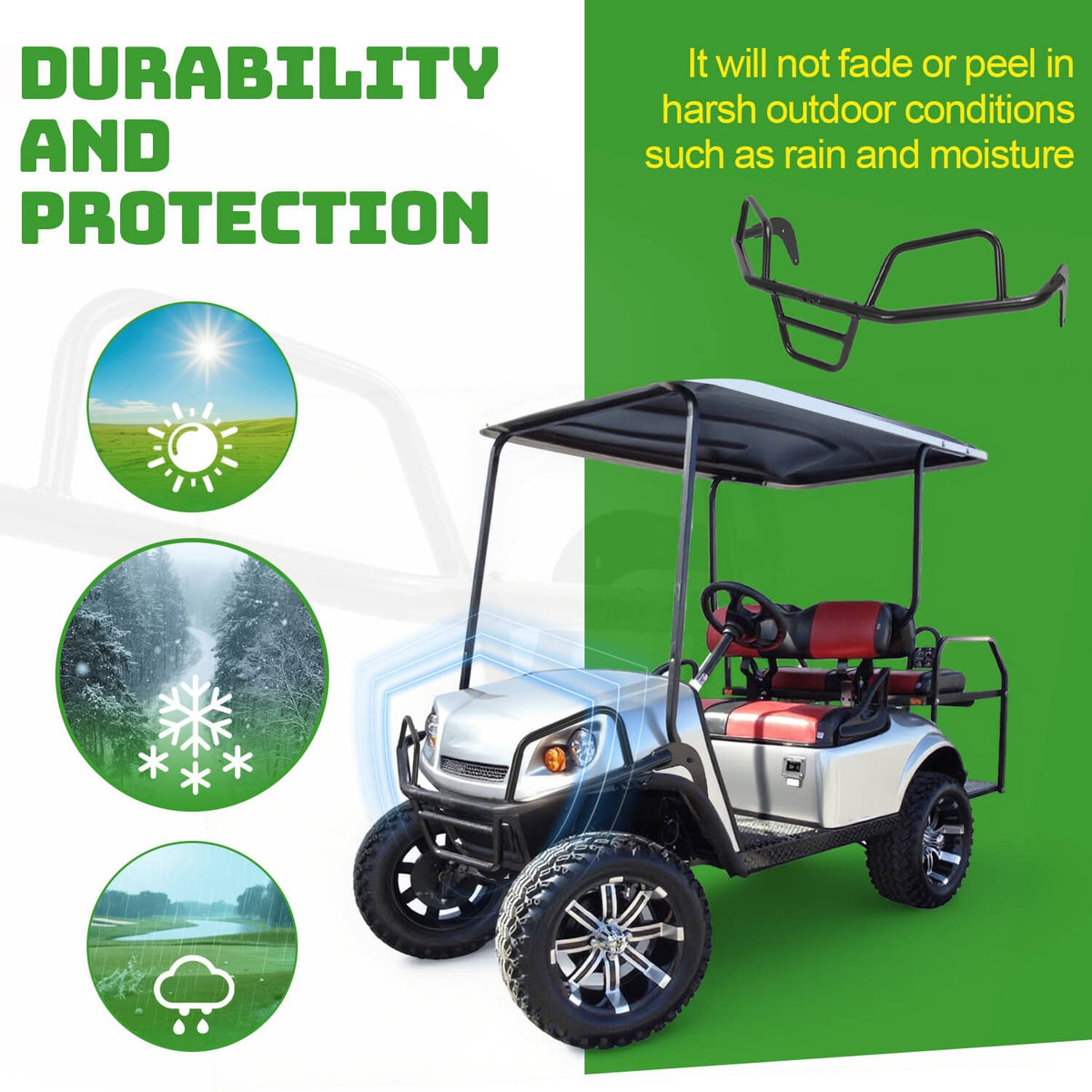 Solidspare Powder Coated Front Brush Guard For EZGO Express L4 S4 L6 S6 2012-Up Golf Cart