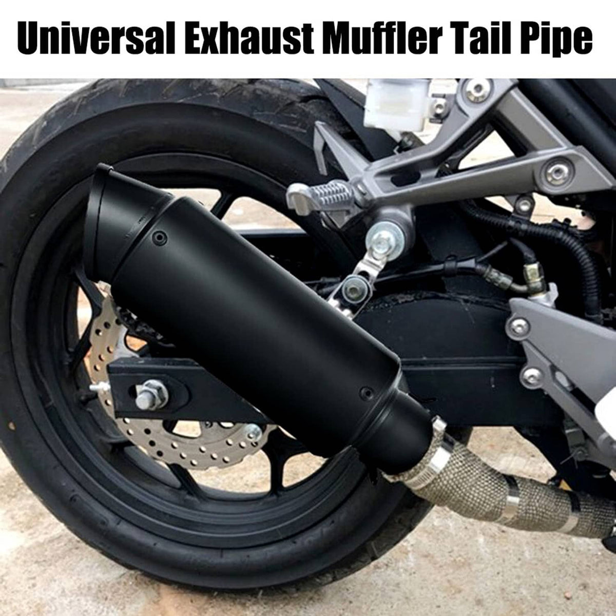 Solidspare Universal Exhaust Muffler Tail Pipe Slip on DB Killer Black Motorcycle Exhaust