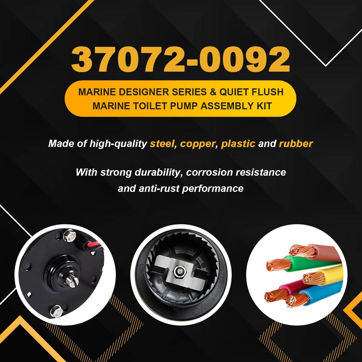 Solidspare Replace 37072-0092 Motor Pump 12V Quiet Flush & Designer Series Electric Toilets