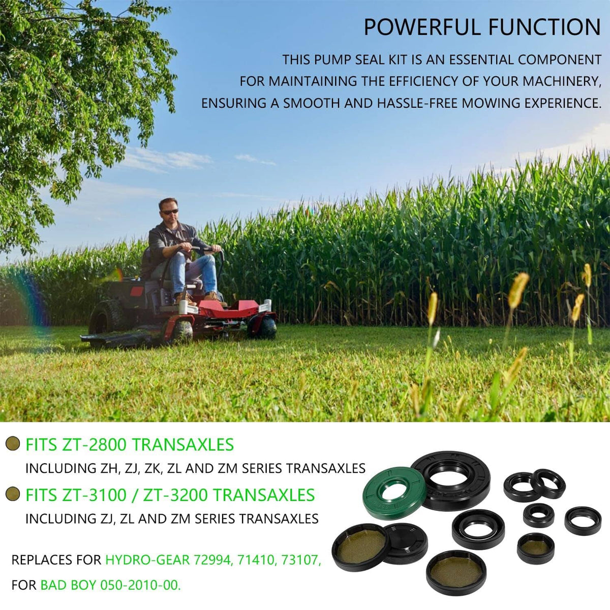 Solid Spare For Hydro-Gear 72994 Gear Transmission Seal Kit For ZT-2800, ZT-3100, ZT-3400