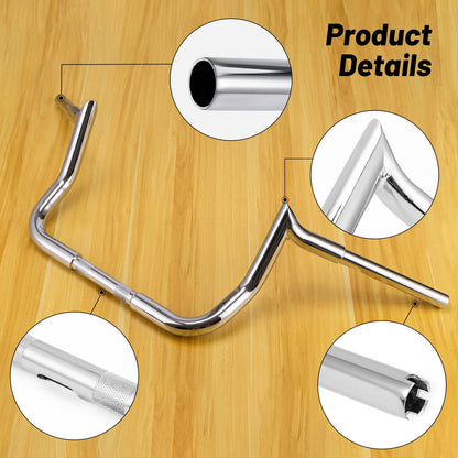 Solidspare 10" Rise Meathook Bagger Ape Handlebar for 86-24 Harley Touring FLH FLHX FLHTC