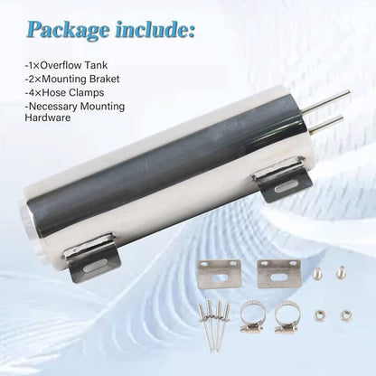 Solidspare 3" x 9" Polished Stainless Steel Radiator Coolant Overflow Catch Puke Tank 32OZ