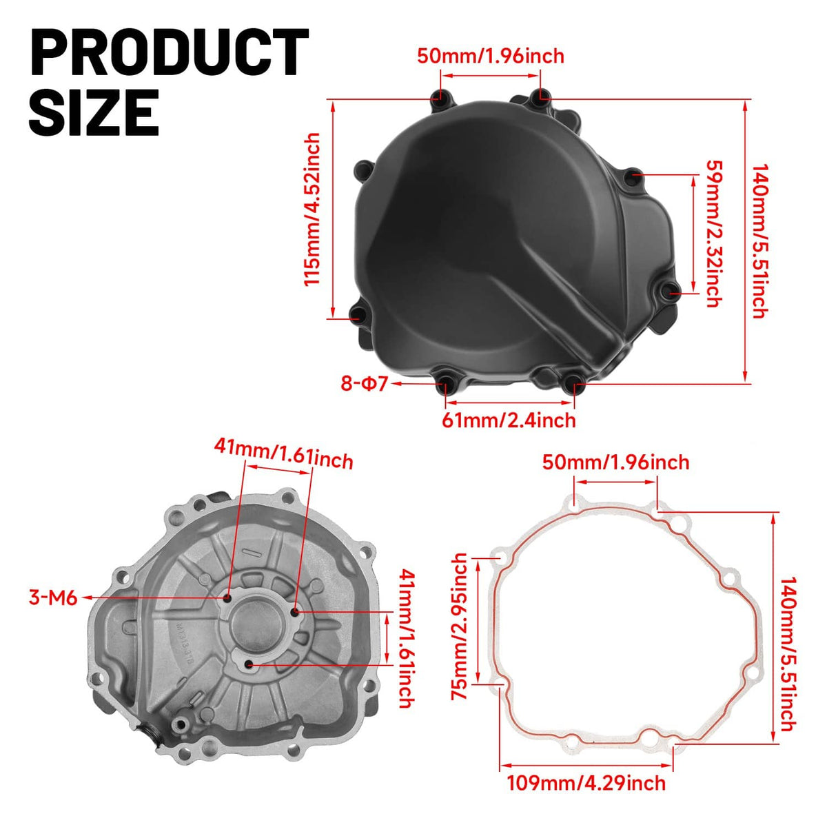 Solidspare Left Stator Engine Crankcase Cover Fit For Suzuki GSXR1000 2005-2008 Aluminum